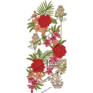 Red Flower Gala Embroidery Design NED650-24