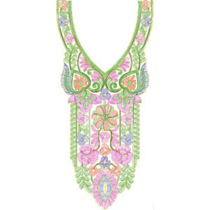 Neck Flower Chain Stitch Design CSED201-24