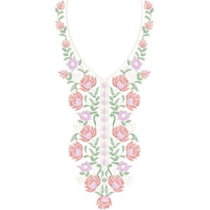 Neck Flower Chain Stitch Design CSED207-24