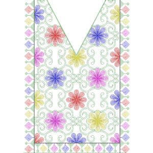 Neck Flower Chain Stitch Design CSED225-24