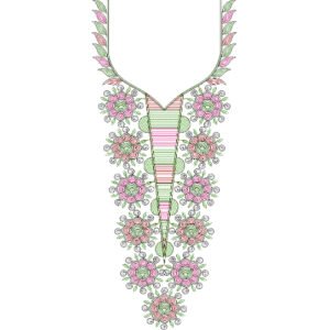 Neck Flower Chain Stitch Design CSED253-24
