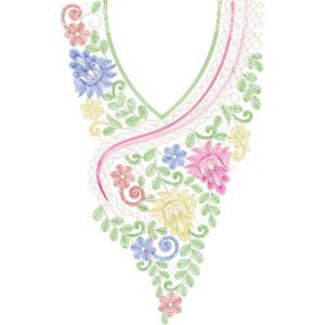 Neck Flower Chain Stitch Design CSED259-24