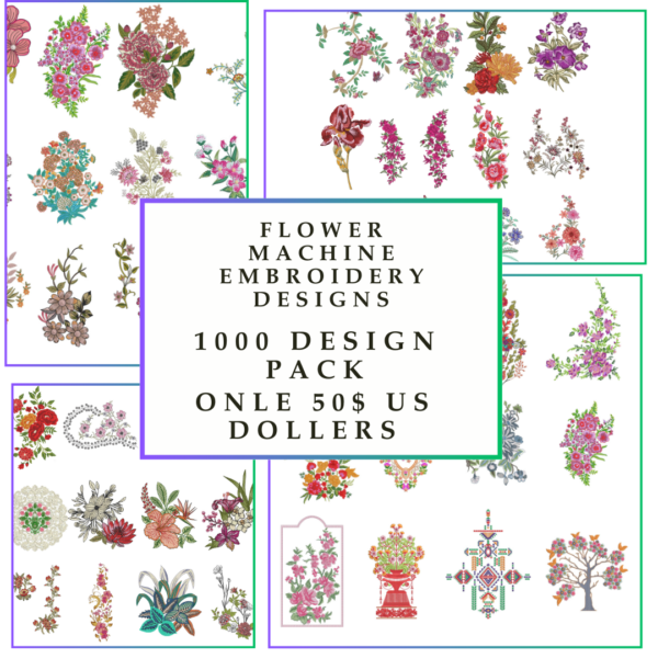 Wildflower Meadow Embroidery Design 1000 beautiful flowers embroidery machine file pack Instant Download