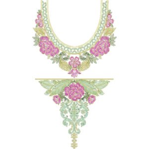 Neck Flower Chain Stitch Design CSED276-25