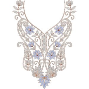Neck Flower Chain Stitch Design CSED306-25