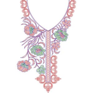 Neck Flower Chain Stitch Design CSED317-25