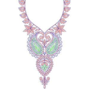 Neck Flower Chain Stitch Design CSED335-25