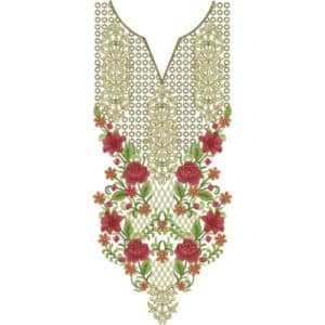 Elegant Golden Lattice Rose Neckline Embroidery Design for Luxury Ethnic Wear