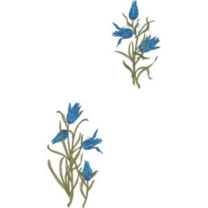 Minimalist Blue Floral Neckline Embroidery Design with Elegant Botanical Motif