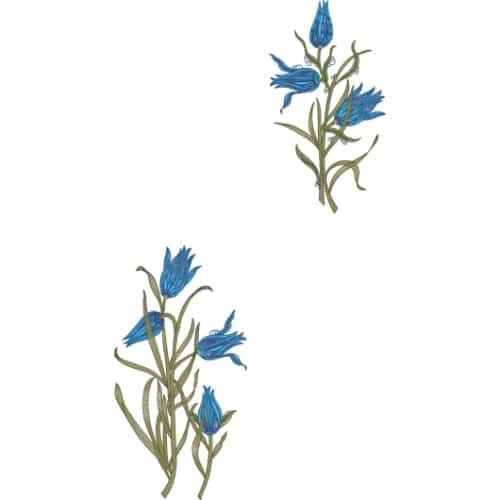 Minimalist Blue Floral Neckline Embroidery Design with Elegant Botanical Motif
