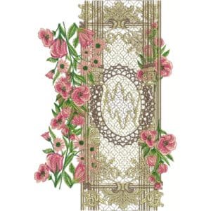 Luxury Mughal Floral Panel Neckline Embroidery Design with Ornamental Frame