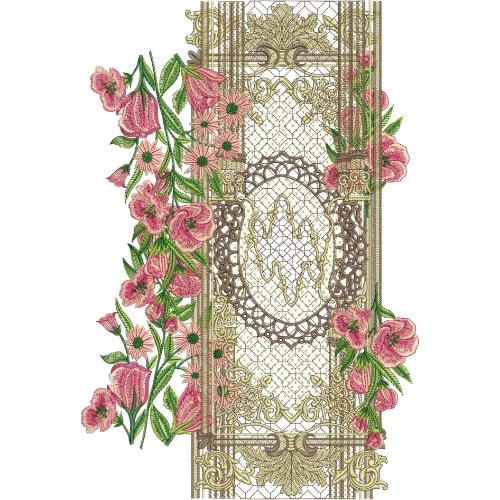 Luxury Mughal Floral Panel Neckline Embroidery Design with Ornamental Frame