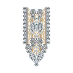 Elegant Paisley Neck Embroidery Design with Floral Ornamental Detailing