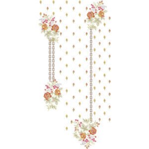 Elegant Floral Embroidery Neckline Design with Hanging Chain Motif
