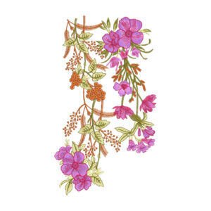 Elegant Floral Neck Embroidery Design with Hanging Botanical Vines