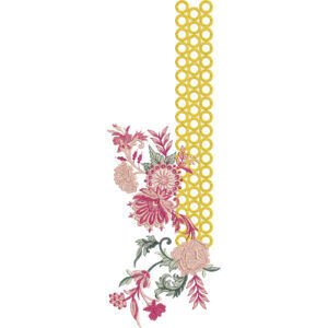 Elegant Floral Neck Embroidery Design with Decorative Ring Border