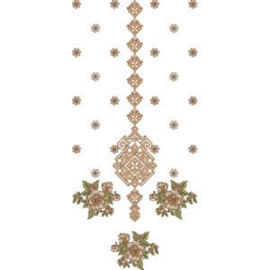 Elegant Floral Neck Embroidery Design with Geometric Ornamental Motifs