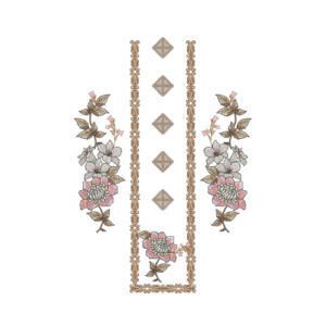 Elegant Floral Neck Embroidery Design with Ornamental Border Detailing