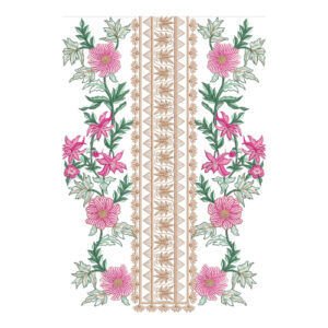 Elegant Floral Neck Embroidery Design with Ornamental Central Border