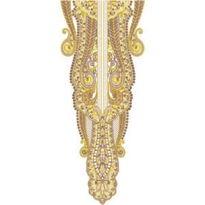 Royal Ornamental Neck Embroidery Design with Paisley Scroll Detailing