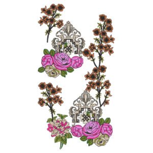 Elegant Floral Neck Embroidery Design with Ornamental Geometric Detailing