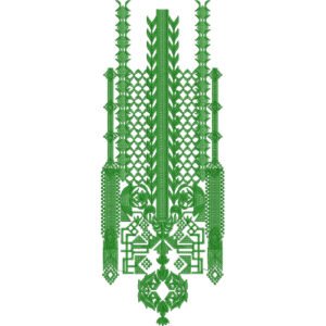 Traditional Geometric Neck Embroidery Design with Ornamental Symmetrical Detailing
