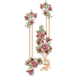Elegant Floral Neck Embroidery Design with Hanging Chain Detailing