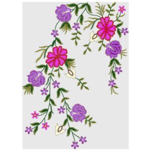 Elegant Floral Neck Embroidery Design with Cascading Vine Detailing