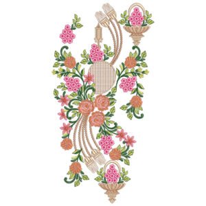 Elegant Floral Neck Embroidery Design with Ornamental Hanging Detailing