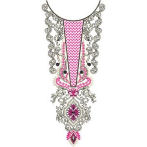 Elegant Ornamental Neck Embroidery Design with Geometric Detailing
