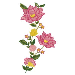 Elegant Floral Neck Embroidery Design with Lotus Bloom Detailing