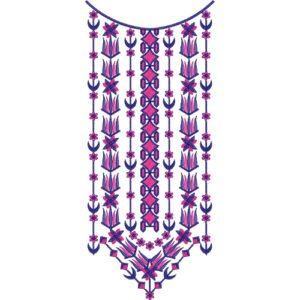 Traditional Geometric Neck Embroidery Design with Floral Symmetrical Detailing