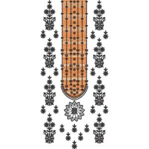 Elegant Geometric Neckline Embroidery Design with Ornamental Ethnic Pattern