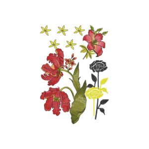 Elegant Floral Neckline Embroidery Design with Artistic Botanical Pattern