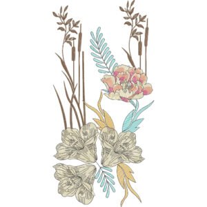 Elegant Floral Neckline Embroidery Design with Artistic Botanical Pattern