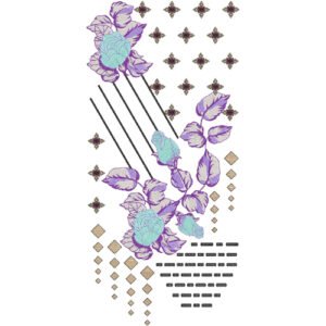 Elegant Floral Neckline Embroidery Design with Geometric Artistic Pattern