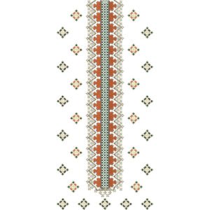 Traditional Geometric Long Neckline Embroidery Design with Ethnic Diamond Motifs