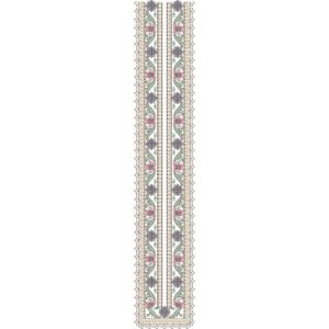 Elegant Floral Border Long Neckline Embroidery Design with Paisley Vine Motifs
