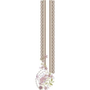 Elegant Floral Lace Long Neckline Embroidery Design with Scalloped Borders