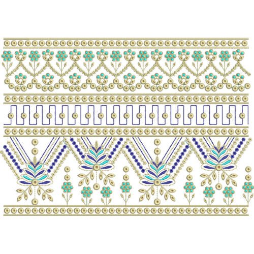 Multilayer Floral Geometric Lace Embroidery Border Design