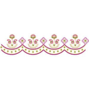 Ornamental Scalloped Floral Lace Embroidery Border Design