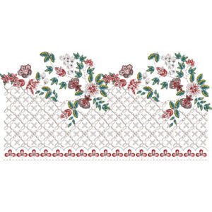 Elegant Floral Lattice Lace Embroidery Border Design