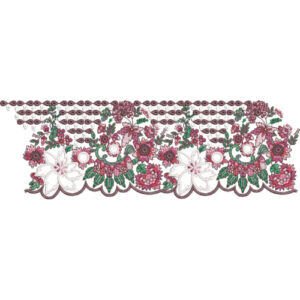 Ornamental Floral Scalloped Lace Embroidery Border Design