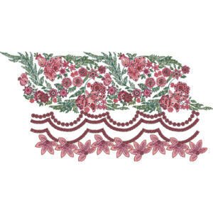 Ornamental Floral Scalloped Lace Embroidery Border Design