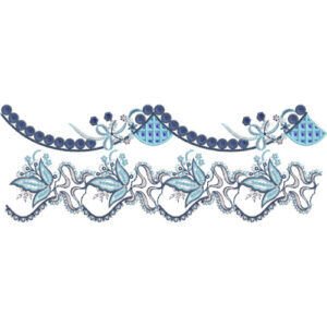 Elegant Blue Floral Vine Lace Embroidery Border Design