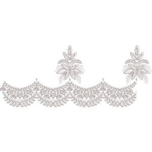 Elegant Ivory Floral Scalloped Lace Embroidery Border Design