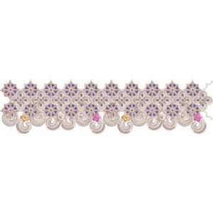 Ornamental Geometric Floral Lace Embroidery Border Design