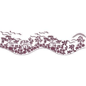 Elegant Botanical Landscape Lace Embroidery Border Design
