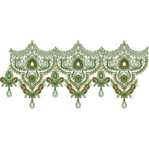 Ornamental Paisley Scalloped Lace Embroidery Border Design