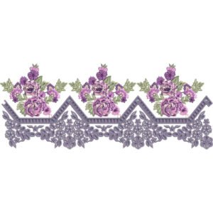 Floral Lace Embroidery Border Design with Rose Motifs and Decorative Lace Pattern